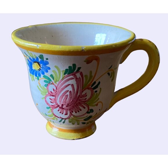 Flat Cup & Saucer Set with hand painted Flowers - Picture 2 of 12